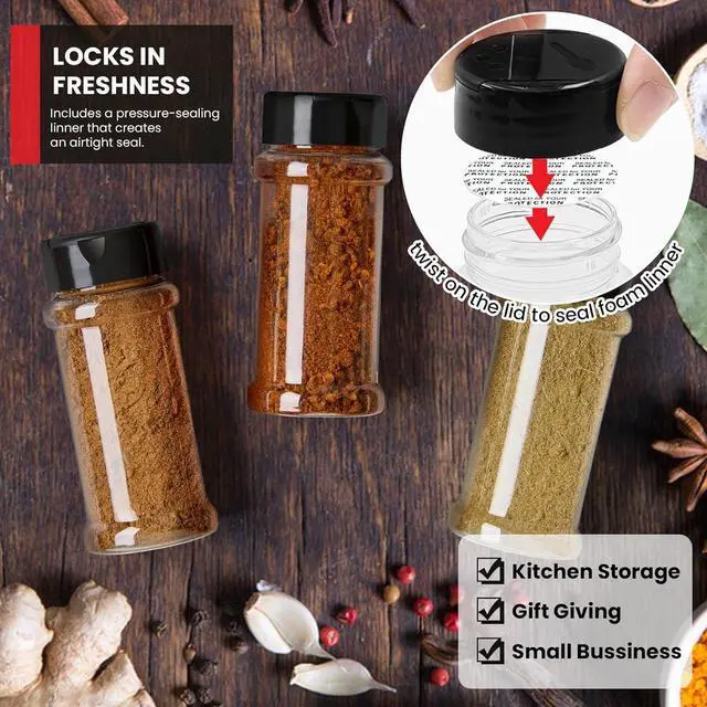 Alt view image 6 of 7 - TUZAZO 3 Oz Spice Jars Plastic Seasoning Containers, 14 Pcs | Small Travel Spice Bottles with Shaker Lids, Refillable Empty Spice Containers for Camping, Herbs, Powders, Glitters