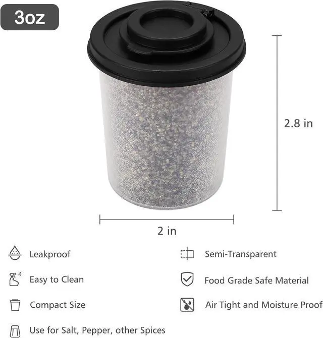Alt view image 3 of 7 - Accmor Salt and Pepper Shakers, 3oz Salt Shaker to go Moisture Proof Salt Pepper Shakers Spice Container Dispenser for Camping Picnic Lunch Boxes Travel Kitchen