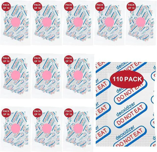 Main image of 110 Packs 100CC Food Grade Oxygen Absorbers (10 Packs in Individual Vacuum Bag, 11x Packs of 10), Oxygen Absorbers for Food Storage, with Oxygen Indicator, for Mylar Bags, Mason Jars, Canning