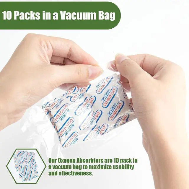 Alt view image 4 of 7 - 110 Packs 100CC Food Grade Oxygen Absorbers (10 Packs in Individual Vacuum Bag, 11x Packs of 10), Oxygen Absorbers for Food Storage, with Oxygen Indicator, for Mylar Bags, Mason Jars, Canning