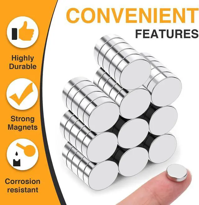 Alt view image 3 of 5 - TRYMAG 90Pcs Small Magnets, 8x3mm Neodymium Magnet for Crafts | Tiny Mini Round Refrigerator Magnets, Multi-Use for 3D Printing, Fridge, DIY, Office, Hobbies and Science