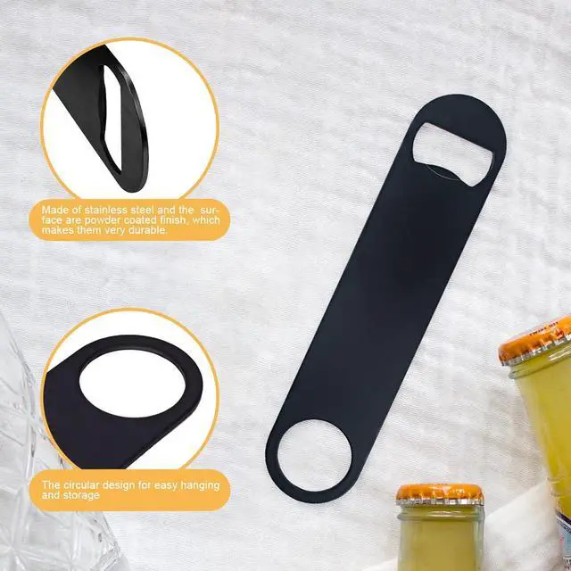Alt view image 2 of 7 - KTOJOY 4 PACK Stainless Steel Flat Bottle Opener, Beer Bottle Opener, 7inch, with Exquisite Packaging, for Kitchen, Bar or Restaurant, Black,