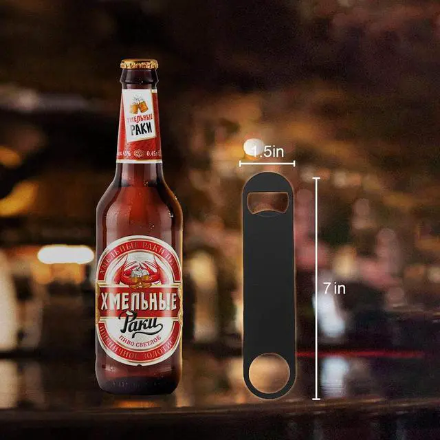 Alt view image 3 of 7 - KTOJOY 4 PACK Stainless Steel Flat Bottle Opener, Beer Bottle Opener, 7inch, with Exquisite Packaging, for Kitchen, Bar or Restaurant, Black,