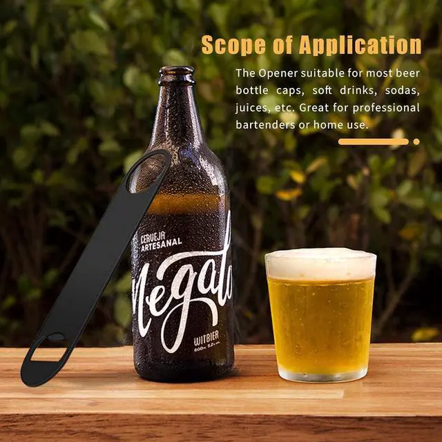 Alt view image 4 of 7 - KTOJOY 4 PACK Stainless Steel Flat Bottle Opener, Beer Bottle Opener, 7inch, with Exquisite Packaging, for Kitchen, Bar or Restaurant, Black,