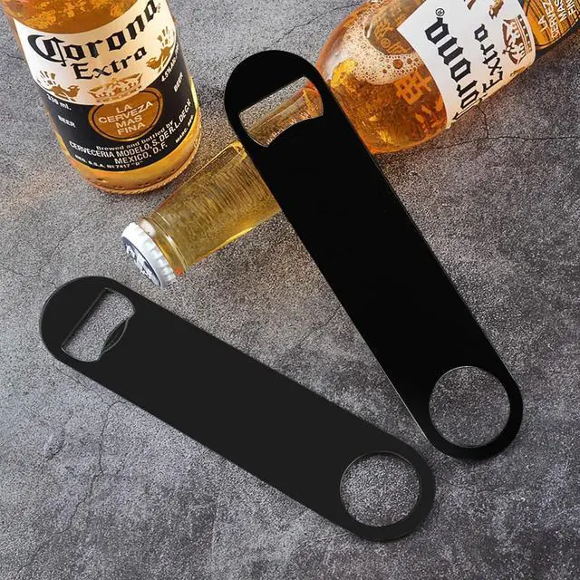 Alt view image 7 of 7 - KTOJOY 4 PACK Stainless Steel Flat Bottle Opener, Beer Bottle Opener, 7inch, with Exquisite Packaging, for Kitchen, Bar or Restaurant, Black,