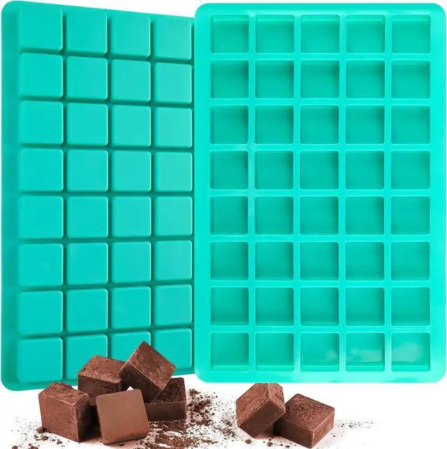 Main image of Sakolla 2 Pack Caramel Candy Molds, 40 Cavities Square Cube Silicone Molds for Chocolate, Candy, Ice Cubes, Gummy, Ganache, Jelly, Truffles