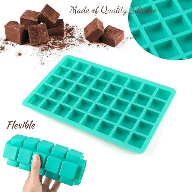 Alt view image 4 of 6 - Sakolla 2 Pack Caramel Candy Molds, 40 Cavities Square Cube Silicone Molds for Chocolate, Candy, Ice Cubes, Gummy, Ganache, Jelly, Truffles