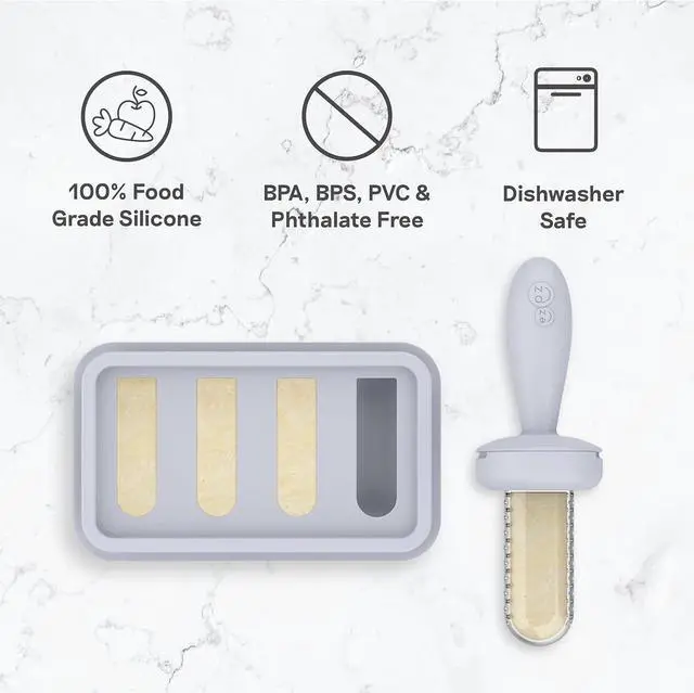 Alt view image 5 of 5 - ezpz Ice Tray for the Baby-Led Gumline Feeder (Sage) | Silicone Ice Tray for Breast Milk , Formula, or Purees - Four Compartments - Baby Essentials - Baby-Led Weaning