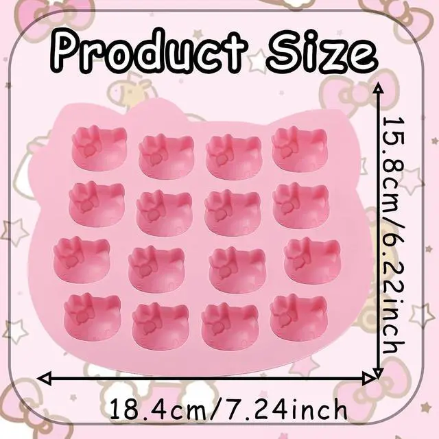 Alt view image 2 of 7 - Cute Kitten Chocolate Silicone Mold, Silicone Candy Molds 16 Cavity | Food-Grade Cat Ice Cube Tray for Baking, Cupcake Topper, Pudding, Butter, Gelatin, Jelly, Bath Bomb, Candle, Plaster, Resin