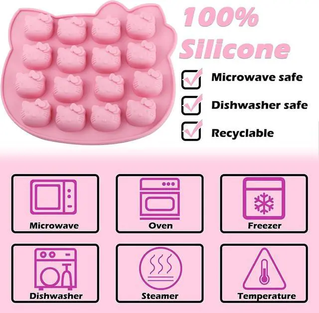 Alt view image 4 of 7 - Cute Kitten Chocolate Silicone Mold, Silicone Candy Molds 16 Cavity | Food-Grade Cat Ice Cube Tray for Baking, Cupcake Topper, Pudding, Butter, Gelatin, Jelly, Bath Bomb, Candle, Plaster, Resin