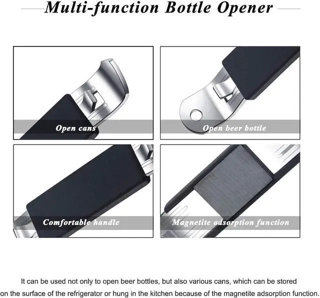 Alt view image 2 of 6 - 3 Pieces Magnetic Bottle Openers Can Opener Classic Beer Opener Stainless Steel Small Bottle Opener Can Tapper with Magnet for Camping and Traveling HANCELANT (Black Blue Fuchsia)