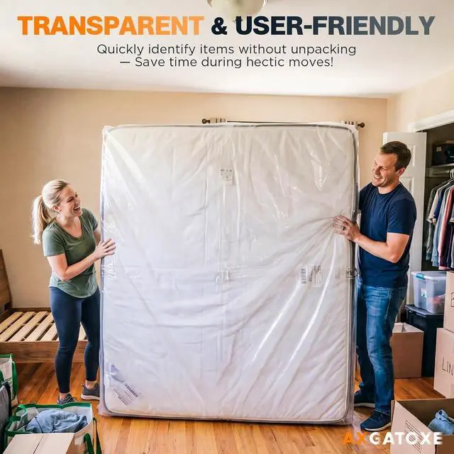 Alt view image 4 of 7 - Axgatoxe Plastic Mattress Bag for Moving Storage, Queen Size (1.5MIL) | Waterproof & Dust-proof Mattress Protector Cover for Storage Disposal Moving Supplies