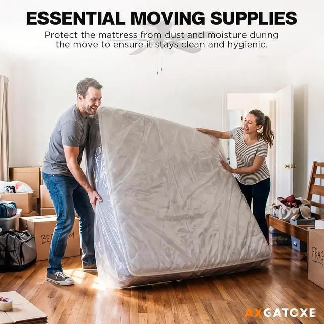 Alt view image 5 of 7 - Axgatoxe Plastic Mattress Bag for Moving Storage, Queen Size (1.5MIL) | Waterproof & Dust-proof Mattress Protector Cover for Storage Disposal Moving Supplies