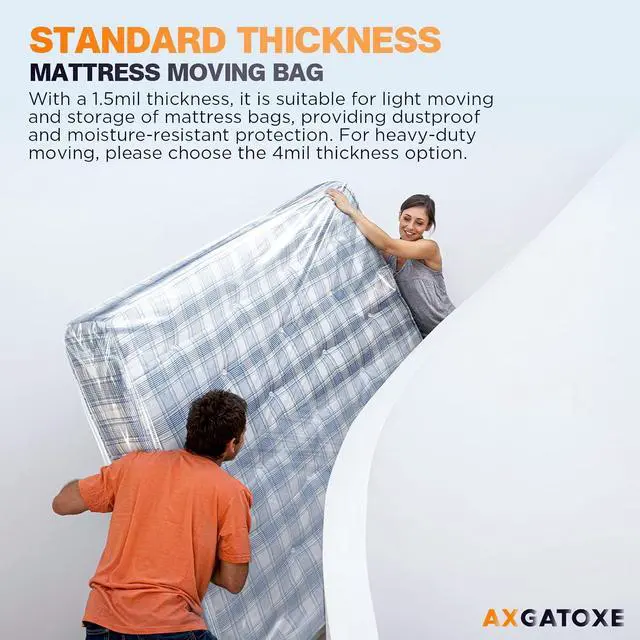 Alt view image 7 of 7 - Axgatoxe Plastic Mattress Bag for Moving Storage, Queen Size (1.5MIL) | Waterproof & Dust-proof Mattress Protector Cover for Storage Disposal Moving Supplies
