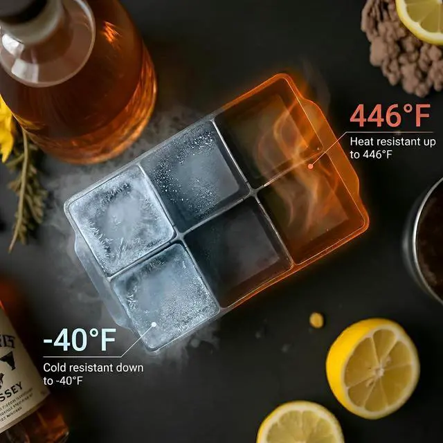 Alt view image 7 of 7 - KitchFort® Large Silicone Ice Cube Tray (2-Pack) - 2" Big Ice Mold with Lid | Easy Release, Cocktail, Whiskey Ice Cubes Mold - Food Grade - Ice Cube Trays for Freezer - Stackable Silicone Ice Tray