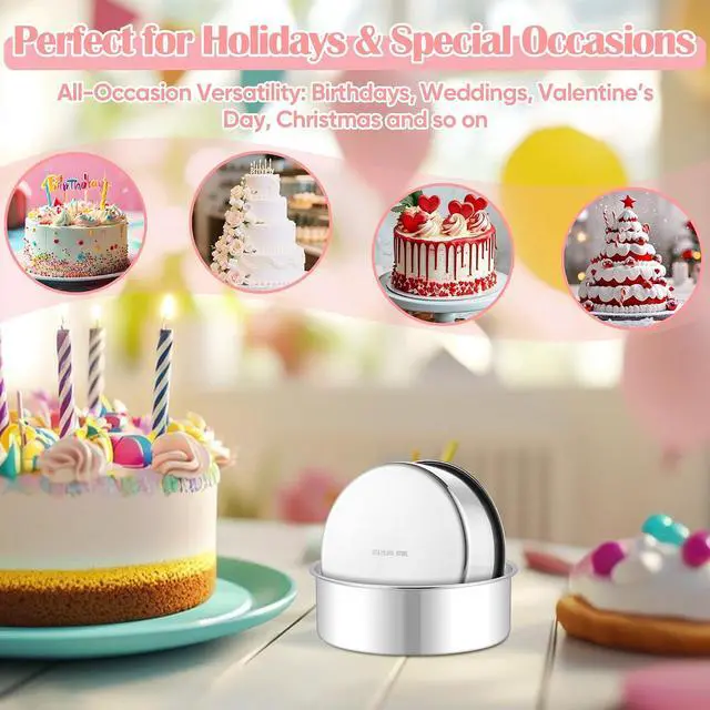 Alt view image 6 of 7 - E-far Small Cake Pans Set of 2, 5 Stainless Steel Mini Round Baking Pan | Non-Toxic & Leak-Proof Cake Tins Mold for Smash Birthday Layer Tiered Cheesecake, Easy Clean & Dishwasher Safe