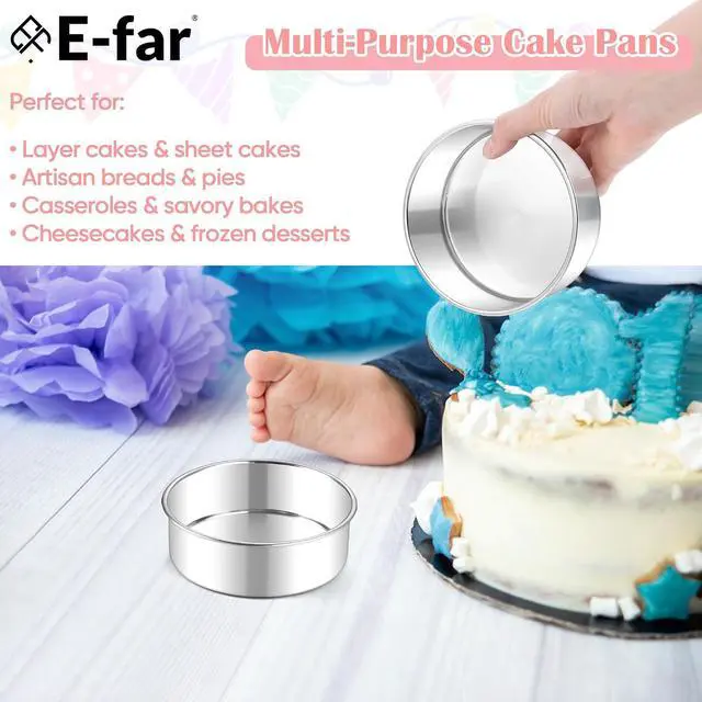 Alt view image 7 of 7 - E-far Small Cake Pans Set of 2, 5 Stainless Steel Mini Round Baking Pan | Non-Toxic & Leak-Proof Cake Tins Mold for Smash Birthday Layer Tiered Cheesecake, Easy Clean & Dishwasher Safe