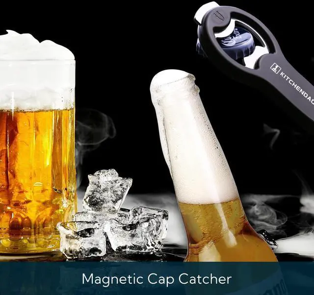 Alt view image 3 of 6 - KITCHENDAO 2 in 1 Magnetic Beer Bottle Opener for Fridge and RV with Cap Catcher - Pop Can Soda Can Opener, Stick to Refrigerator for Easy Storage with Magnet, Gift for Men Husband Father