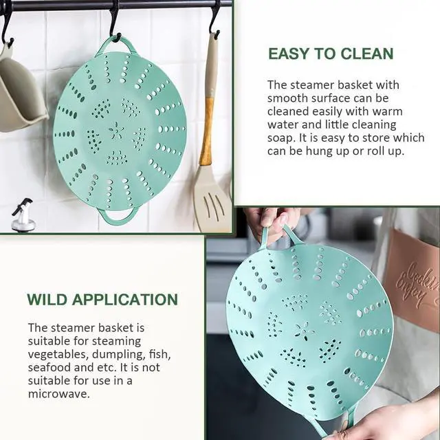 Alt view image 5 of 7 - Alimat PluS 1 Pack Large Silicone Steamer Basket for 8~9 Inch Pot | 9.6 Inches Diameter with Handle Design