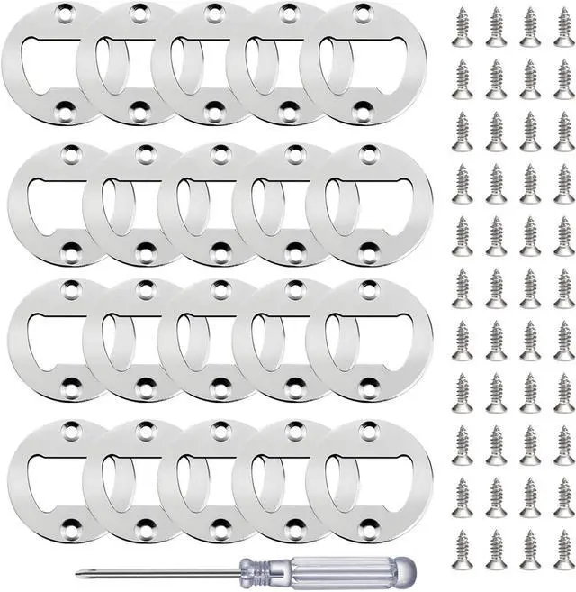 Main image of Bottle Opener Insert - 20 Sets Stainless Steel Inserts Kit with Screws Screwdriver for DIY Resin Mould Kit Hardware Parts Supply(Silver)