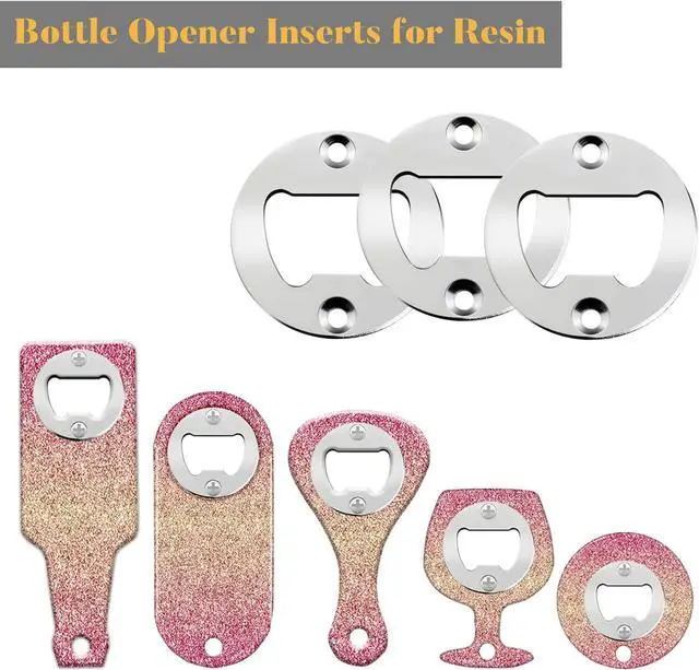 Alt view image 2 of 7 - Bottle Opener Insert - 20 Sets Stainless Steel Inserts Kit with Screws Screwdriver for DIY Resin Mould Kit Hardware Parts Supply(Silver)