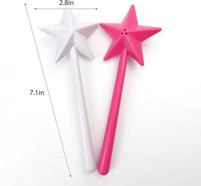 Alt view image 2 of 7 - 2PCS Salt and Pepper Wand Shaker Magic Fairy Star, Pentagram Shape, Three Hole Dispenser, Refillable, Removable, Light, One Hand Operation, Kitchen Accessories for Halloween and Christmas