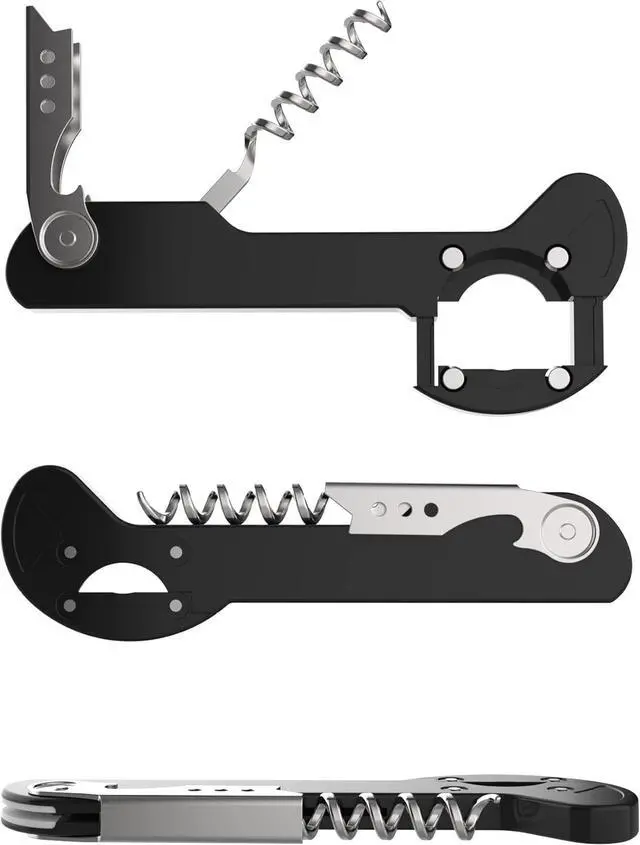 Main image of Wine Opener, Wine Key for Servers, Waiters Corkscrew, Black, 5 1/4" | Houseables Travel Bottle Opener, Cork Screw, with Foil Cutter, Bartenders Tool, Professional, Restaurant, TSA Approved