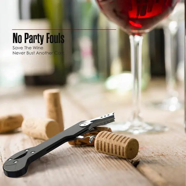 Alt view image 5 of 7 - Wine Opener, Wine Key for Servers, Waiters Corkscrew, Black, 5 1/4" | Houseables Travel Bottle Opener, Cork Screw, with Foil Cutter, Bartenders Tool, Professional, Restaurant, TSA Approved