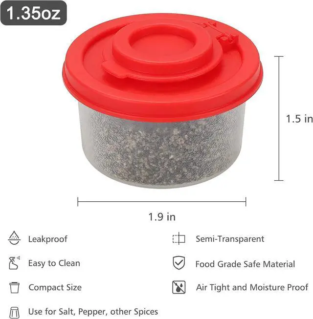 Alt view image 3 of 7 - Accmor 3pcs Salt and Pepper Shakers, Mini Salt Shaker to go Moisture Proof Salt Pepper Shakers Spice Container Dispenser for Camping Picnic Lunch Boxes Travel Kitchen