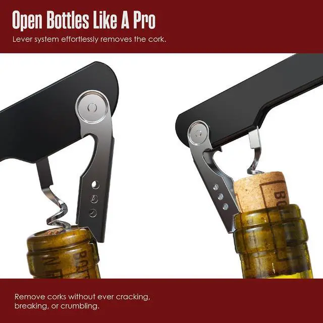 Alt view image 7 of 7 - Wine Opener, Wine Key for Servers, Waiters Corkscrew, Black, 5 1/4" | Houseables Travel Bottle Opener, Cork Screw, with Foil Cutter, Bartenders Tool, Professional, Restaurant, TSA Approved