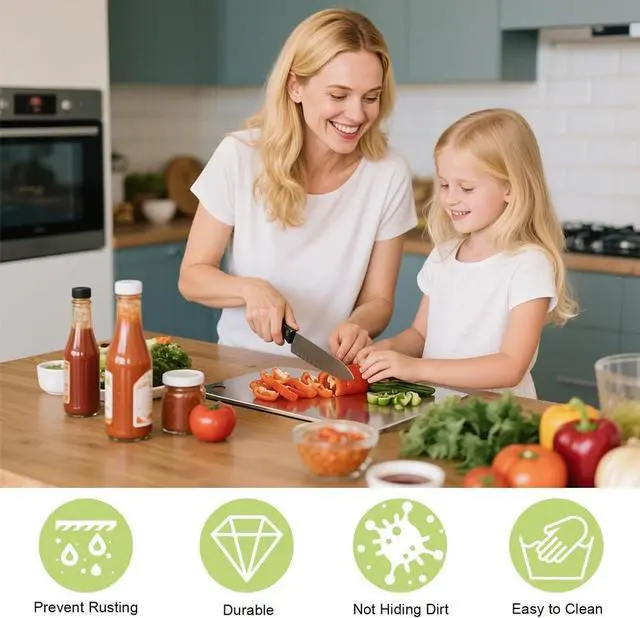 Alt view image 6 of 7 - Titanium Cutting Board for Kitchen, Metal Non Stick Chopping Board | Upgrade Double Sided Food-Grade Titanium Board for Meat Cheese Vegetable 9.5*6 Inch