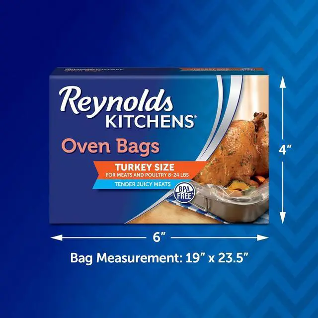 Alt view image 3 of 7 - Reynolds Kitchens Turkey Oven Roasting Bags, Holds Up to 24 lbs, 2ct | Large Disposable Turkey Cooking Bags, Holds Between 8-24 Lbs, Juicy Results, Easy Cleanup, Thanksgiving Roasting, BPA-Free