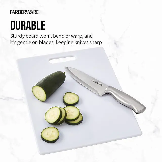 Alt view image 3 of 7 - FARBERWARE Large Cutting Board, Dishwasher- Safe Plastic Chopping Board for Kitchen with Easy Grip Handle, 11in by 14in, White