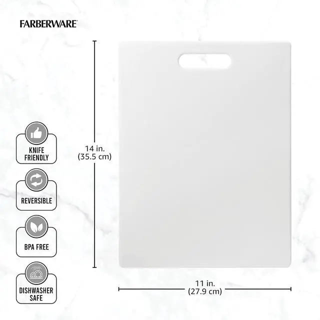 Alt view image 5 of 7 - FARBERWARE Large Cutting Board, Dishwasher- Safe Plastic Chopping Board for Kitchen with Easy Grip Handle, 11in by 14in, White