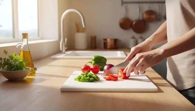 Alt view image 7 of 7 - FARBERWARE Large Cutting Board, Dishwasher- Safe Plastic Chopping Board for Kitchen with Easy Grip Handle, 11in by 14in, White