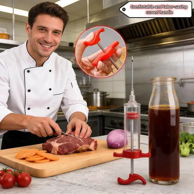 Alt view image 3 of 7 - Meat Injector Syringe with Cleaning Brush,30ml/1oz Capacity Turkey Injector with 3"Needle,1 oz Brining Kit for Effortless Marinating-Perfect for BBQ,Chicken,Thanksgiving Turkey,Steak&Grill