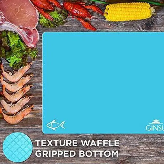Alt view image 2 of 6 - Ginsu Flexible Plastic Cutting Boards - Extra Thick 1.2mm Dishwasher Safe BPA Free - Colorful Cutting Mats with Slip Resistant Waffle Back (Set of 4)