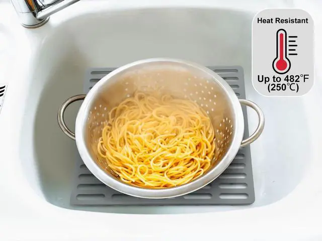 Alt view image 3 of 6 - Kitchen Sink Mat, Kitchen Sink Protector, Silicone Protector Mat | Great Sink Protection, Heat Resistant, Stain Resistant, No Smell, 12.2 x 11.34, Easy to Clean, Raised Feet