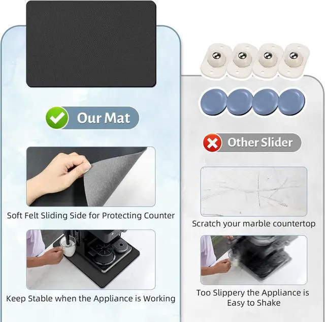 Alt view image 4 of 7 - LOPNUR 12x8 Inch Small Appliance Slider for Kitchen Appliances, Gray | Heat-Resistant 360° Sliding Tray, Cut to Fit for Coffee Maker, Mixer & Air Fryer, Soft Material, Won't Scratch Countertops