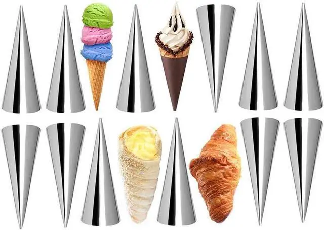 Main image of 12pcs Cream Horn Molds, Stainless Steel Baking Cones, Non-stick Baking Molds for Danish Pastry Lady Lock Form, Ice Cream Mold, Cream Roll, Croissant(Cone)