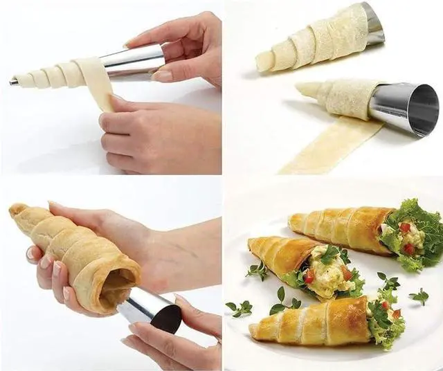 Alt view image 3 of 7 - 12pcs Cream Horn Molds, Stainless Steel Baking Cones, Non-stick Baking Molds for Danish Pastry Lady Lock Form, Ice Cream Mold, Cream Roll, Croissant(Cone)