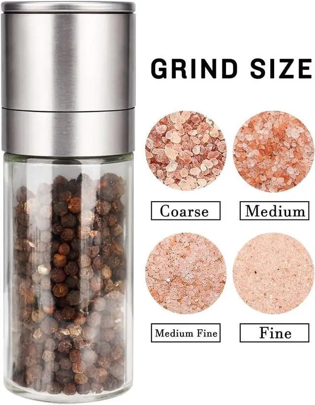 Alt view image 2 of 7 - Gulex Salt and Pepper Grinder Set Pepper Mill Salt Shaker Refillable