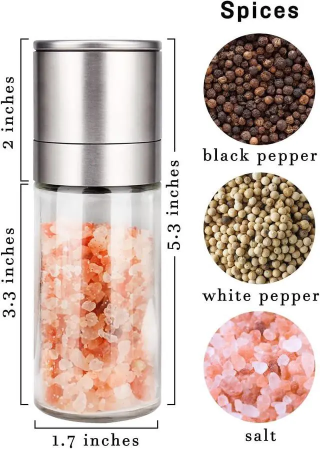 Alt view image 3 of 7 - Gulex Salt and Pepper Grinder Set Pepper Mill Salt Shaker Refillable