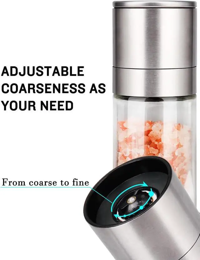 Alt view image 4 of 7 - Gulex Salt and Pepper Grinder Set Pepper Mill Salt Shaker Refillable
