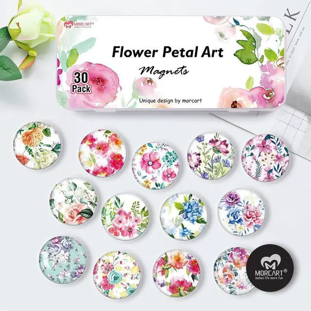 Alt view image 6 of 6 - MORCART 30Pcs Refrigerator Magnets Fridge Magnets, Flower Fridge Decoration Sticker, Magnets for Kitchen Fridge, Locker Whiteboard, Office, Dishwasher MR-3082