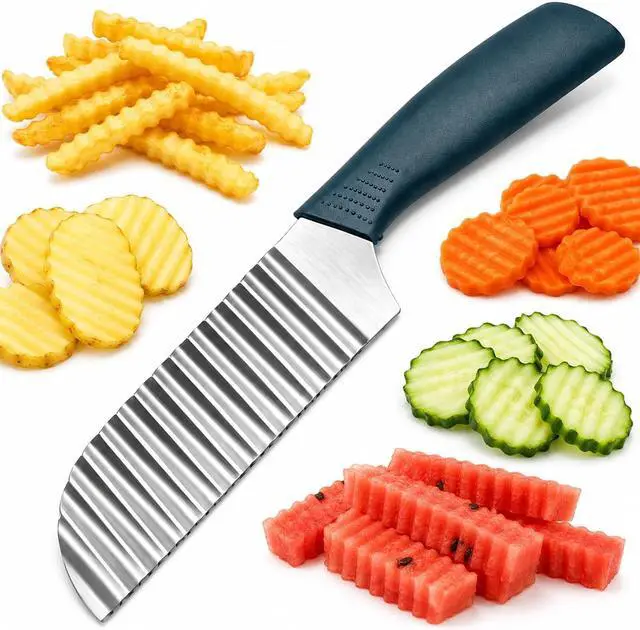 Main image of Suuker Crinkle Cut, Stainless Steel Wave Cutter | Ergonomic Handle, For Veggies, Potato, French Fry, For Cucumber, Carrot, Fruit, Wave Chopper