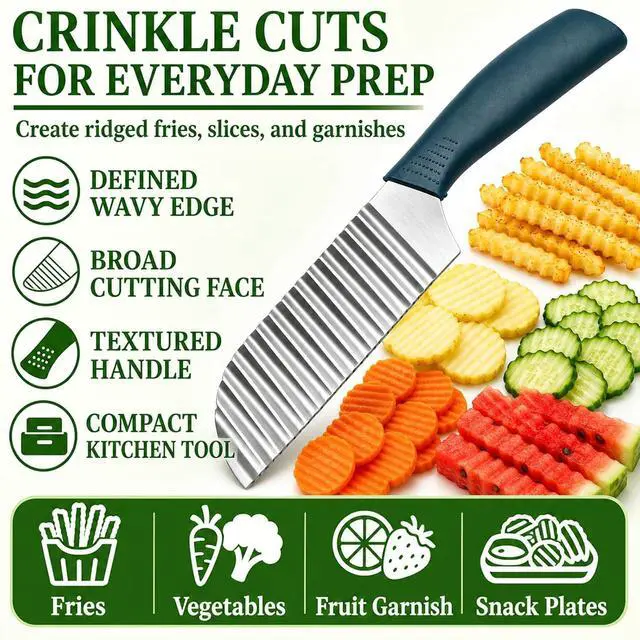Alt view image 2 of 6 - Suuker Crinkle Cut, Stainless Steel Wave Cutter | Ergonomic Handle, For Veggies, Potato, French Fry, For Cucumber, Carrot, Fruit, Wave Chopper