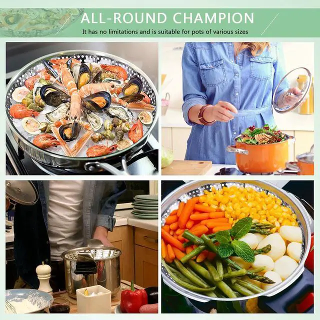 Alt view image 3 of 6 - Stainless Steel Folding Vegetable Steamer Insert (fits pots 5" to 9")