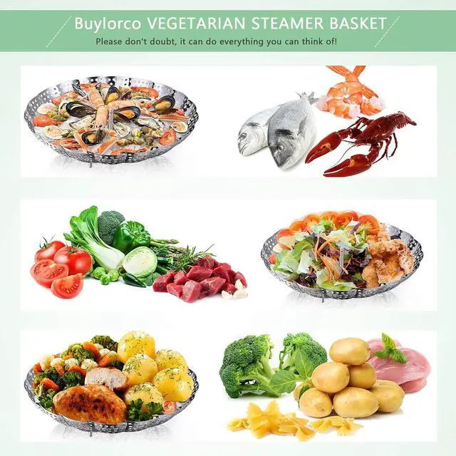Alt view image 5 of 6 - Stainless Steel Folding Vegetable Steamer Insert (fits pots 5" to 9")