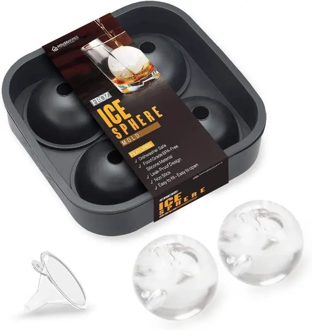 Alt view image 2 of 6 - Housewares Solutions Froz Ice Ball Maker Novelty Food-Grade Silicone Ice Mold Tray With 4 X 4.5cm Ball Capacity